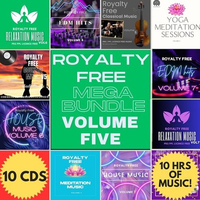 Royalty Free Music 10 CD Mega Bundle Vol 5 Mixed Genre PRS PPL Licence Free
