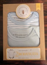 Burt s Bees Baby Essential 2 Pack Bodysuits 3-6 mo 100 Organic Cotton New Blue