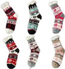 Cozy Sherpa-Lined Fuzzy Snowflake Slipper Socks – Ultimate Winter Comfort