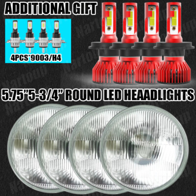 4pcs 5.75'' 5-3/4 LED Headlight Hi/Lo Sealed Beam Projector for Ford Mustang 1969
