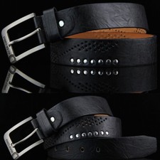 Men Fashion Leather Belt Punk Rivet Classic Vintage Pin Buckle Casual Waistband