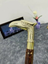 Antique Solid Brass Eagle Handle Wooden Walking Stick Vintage Victorian Canes