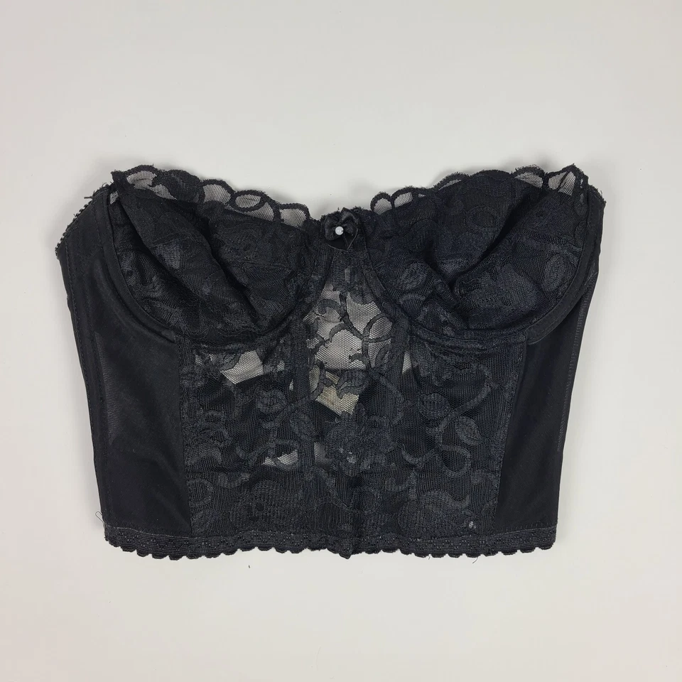 Corsé Bustier Vintage Valmont Negro con Encaje Estilo Victoriano Talla 34C Foto 3 de 4