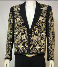 Men 2Pc Bespoke Floral Embroidered Nudie Western cowboy Cocktail Prom Outfit