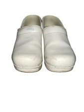 Dansko Professional Clogs White Leather Slip On Women's Size 7.5-8 EU 38