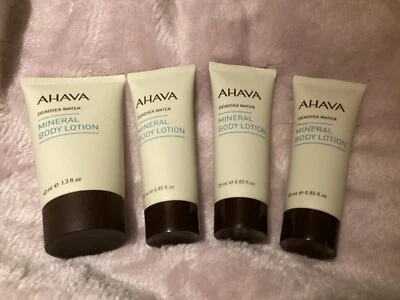 4 x AHAVA Dead Sea Water Mineral Body Lotion, 25ml, 40ml travel size new - Image 1 of 2