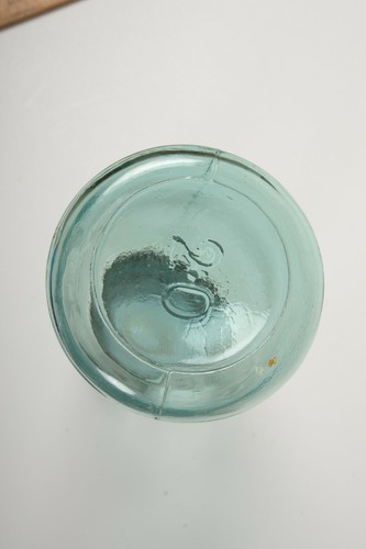 Mason Jar Clear Aqua Quart (P2R-3) w/Glass Lined Zinc Lid Pat Nov 30 1858 20 - Picture 6 of 12