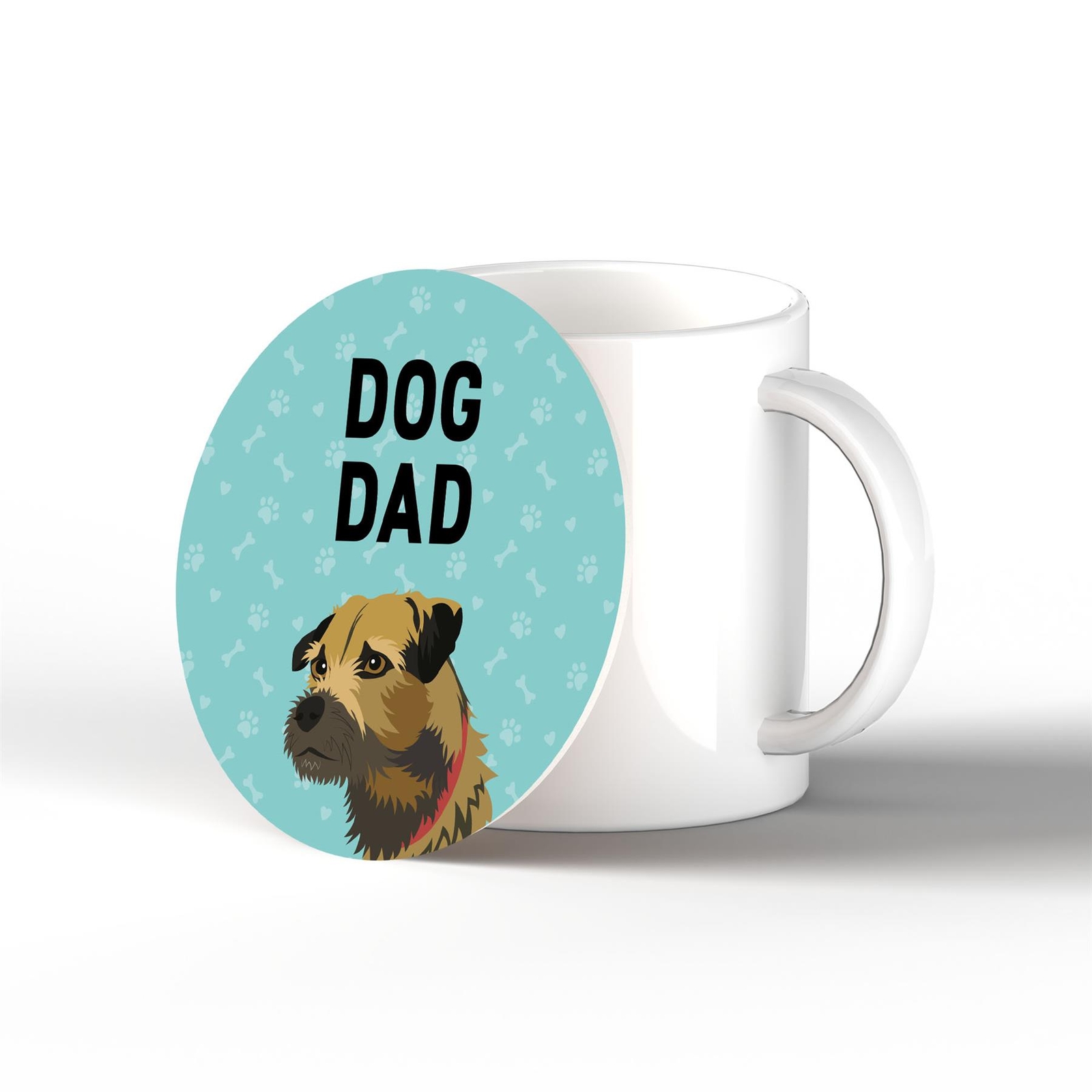 Border Terrier Dog Dad Kate Pearson Illustration Ceramic Circle Coaster Dog Gift