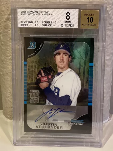 2005 Bowman Chrome Justin Verlander Auto Rookie RC #331  BGS 8