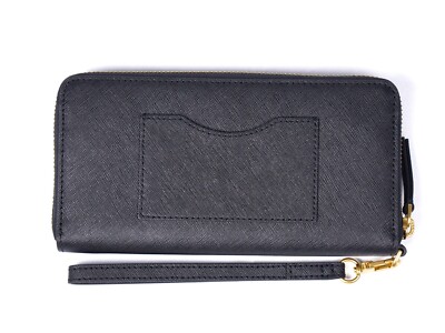 New Tory Burch Emerson Black Saffiano Leather Wristlet Continental