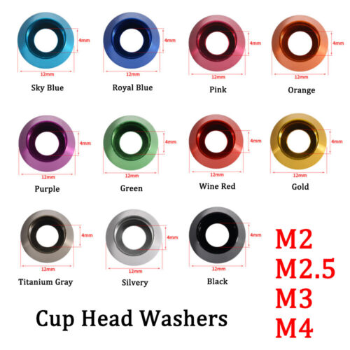 Aluminum Alloy Cone Cup Head Washers Gasket Fit for Bolts & Screws M2 M2.5 M3 M4 - Picture 1 of 15