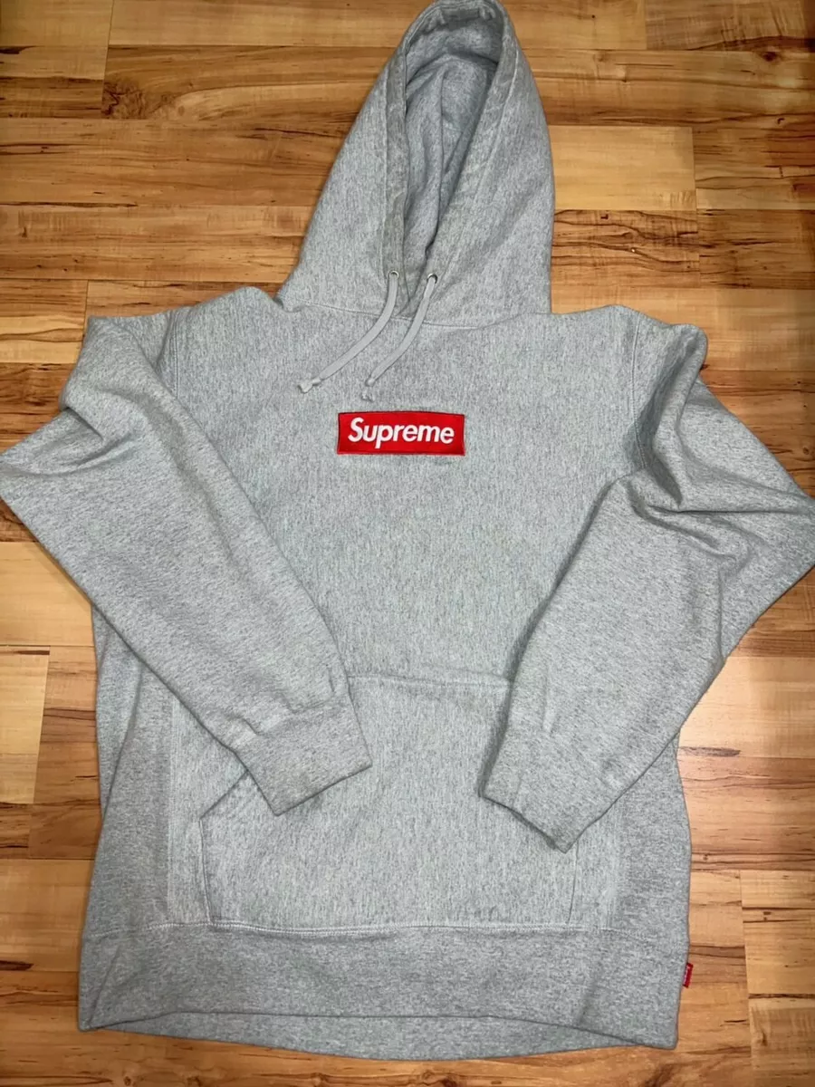 Supreme box logo hoodie red on grey S