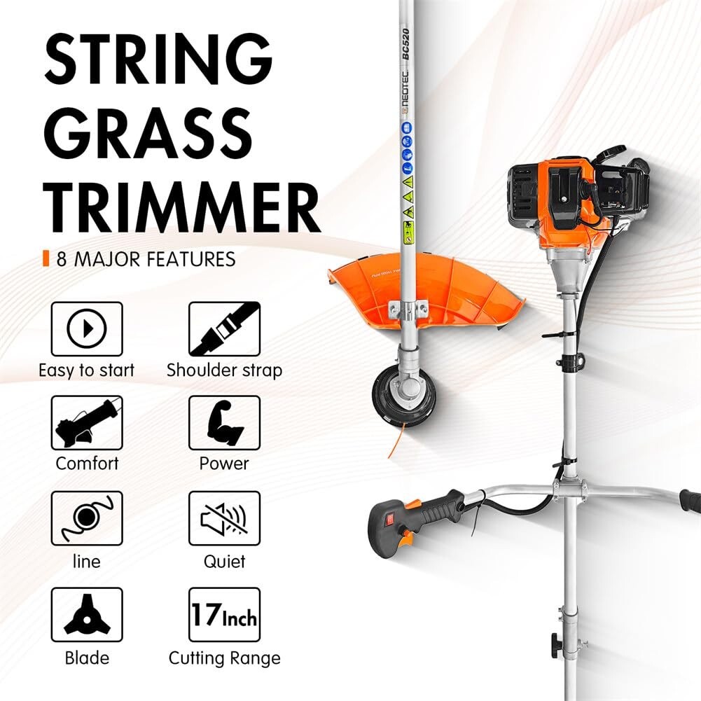 52cc 2-Cycle Gas Grass String Trimmer Straight Shaft Gas Weed