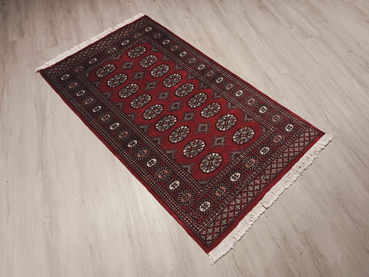 3x5 All-over-Pattern Deep Red Handmade-Turkish-Knotted Fine