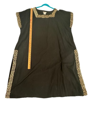 Vintage Woman Within Nightgown, House Dress, Black W/ Leopard 2X Cotton EUC - Picture 4 of 7
