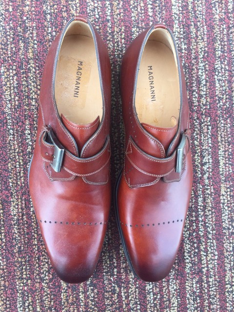 magnanni monk strap cognac