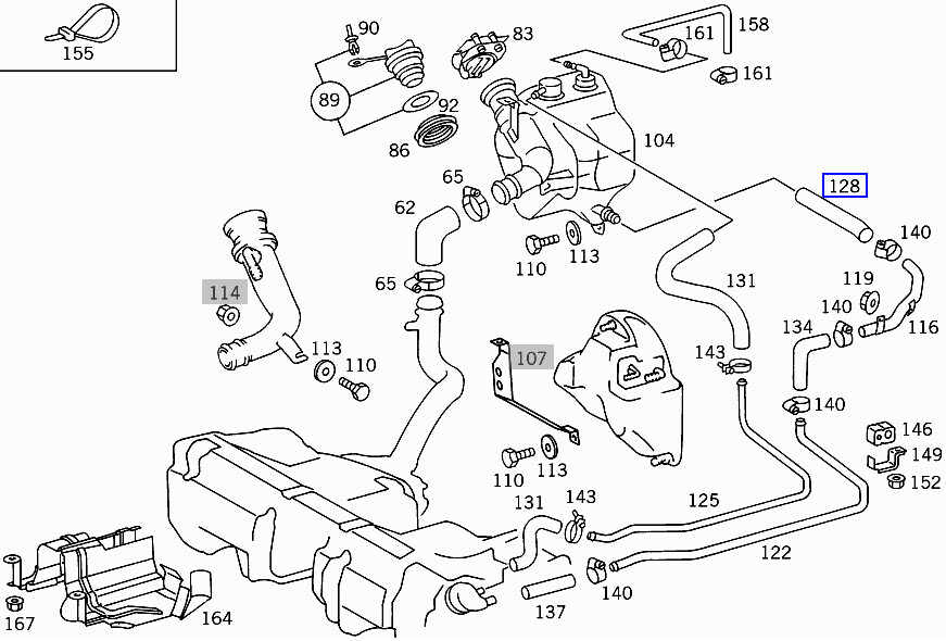 Mercedes W202 C208 Fuel Tank Breather Hose Pipe Line A2024761827 New