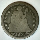 1853 Seated Liberty Silver Dime Circulated 10c US Type Coin Good