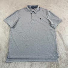 Polo Ralph Lauren Performance Polo Shirt Men XL Grey Short Sleeve Blue Pony SS