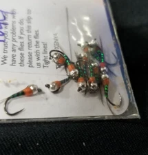 Pearl & Orange Barbless Fly Hooks by Fulling Mill 12 Pack S18
