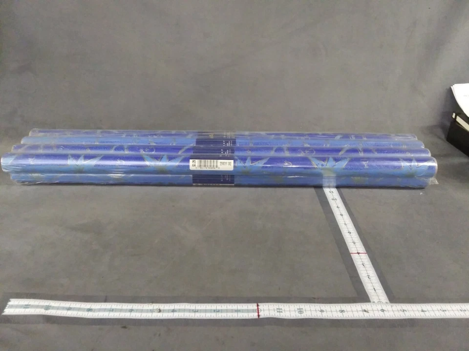 8 Rolls Gift Wrap 12.5 SQ FT Blue gold happy birthday 2ft 6in by 6ft NIP gibson - Image 4 of 4