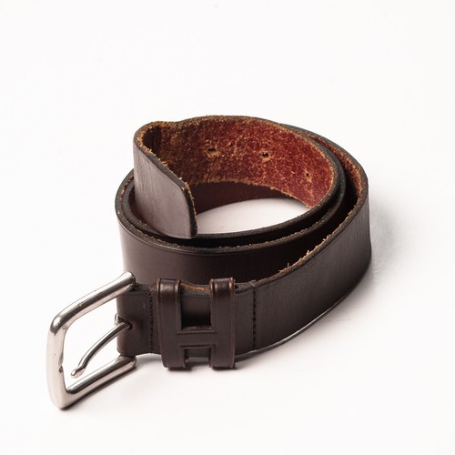 HACKETT Belt Solid Brown Leather 32/80 - Picture 2 of 4