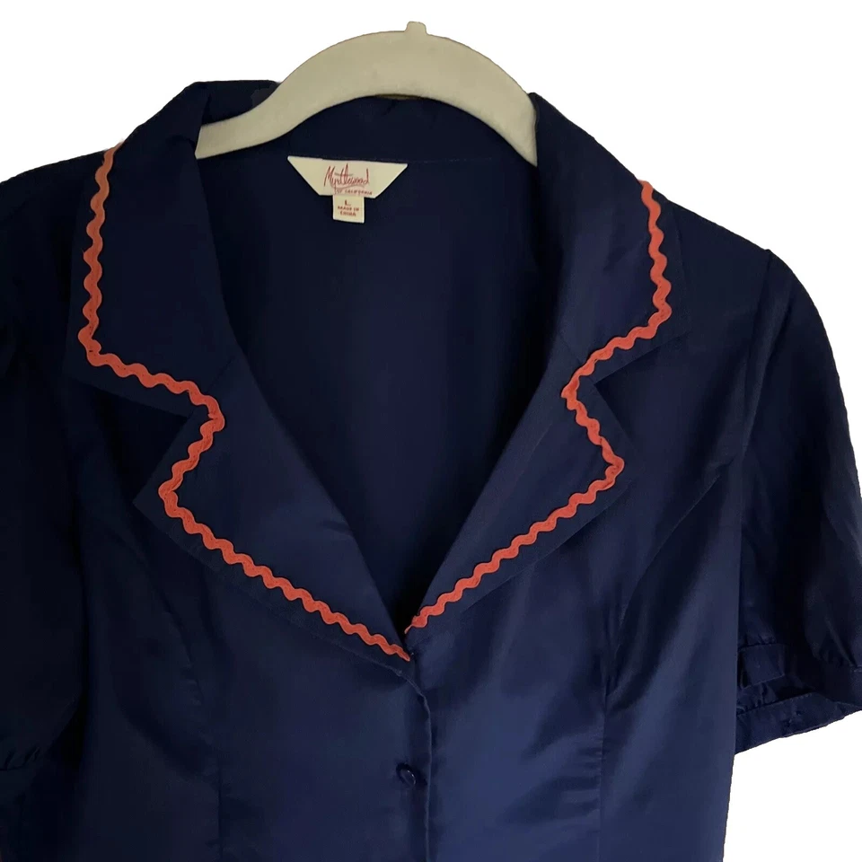 L Myrtlewood blue/orange woman Pijama top style:M6003 100%polyester hand wash  - Image 3 of 4