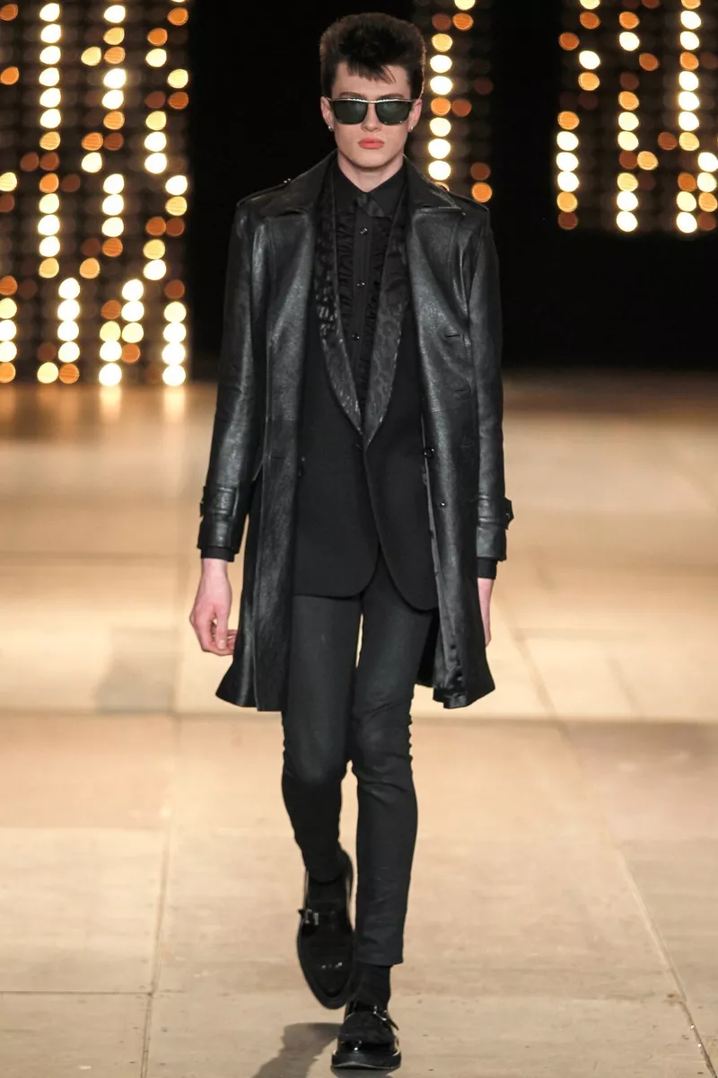 SAINT LAURENT Hedi Slimane 2014 black leather foldover collar