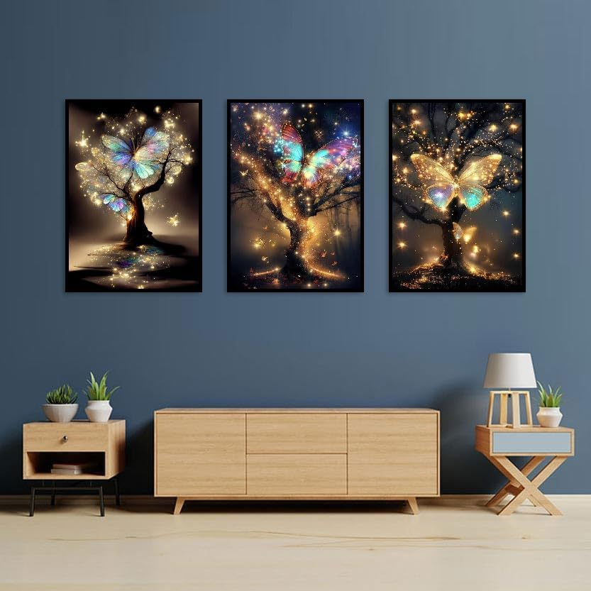 Diamond Painting Kits for Adults - 3 Pack Butterfly Tree 5D Diamond Art ...