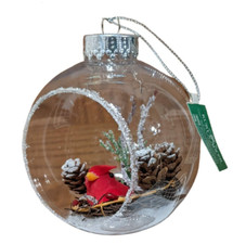 4.5  Red Cardinal in Globe Christmas Ornament Kurt Adler -K22-12-H7538