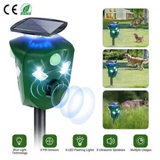Ultrasonic Animal Repeller Solar/USB Charging Repellent Cat Dog Motion