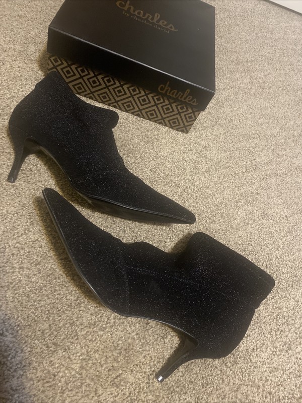 Charles David Amstel 2 Black Glitter Booties Size 9.5