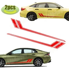 2pcs RED Car Body Side Decor Trim Stripe Graphics Self-Adhesive Decal Sticker