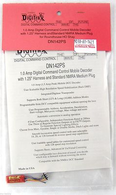 HO Scale Digitrax DN142PS 1 Amp DCC Mobile Decoder w/1.25'' Harness & Medium Plug