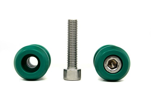 Green 8mm Rear Swingarm Motorcycle Spool Sliders Swing Arm Stand M8 Pair Bobbins - Picture 2 of 8