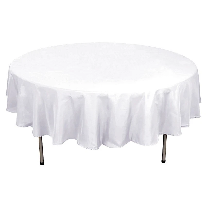 10 WHITE 90" ROUND POLYESTER TABLECLOTHS Wholesale Tabletop Decorations SALE - Image 3 of 4
