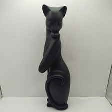 Vintage  pottery Black Cat Figurine. 29 cm.