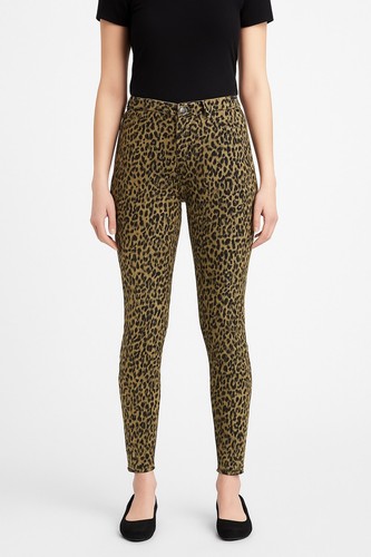 Levis 720 Jeans High Rise Super Skinny Leopard Print Size 28 Tan Animal