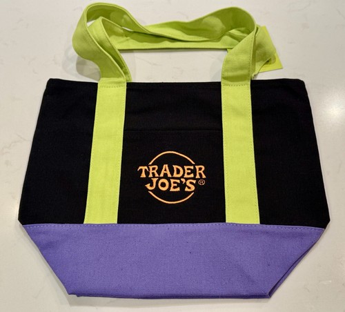 Trader Joe’s Halloween Mini Canvas Leckerli Beuteltasche Tasche schwarz lila grün bunt - Bild 7 von 7