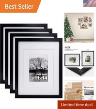 11x14 Picture Frames Set of 4, Made of Solid Wood Covered by Plexiglass 5x7 a...
