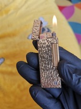 Dunhill Rollagas Lighter Gold Plated Bark Pattern, Working Condition