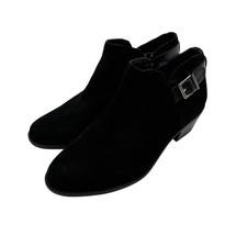 Vionic Millie Black Suede Ankle Boots Sz 9.5 Buckle Booties Ankle New No Box