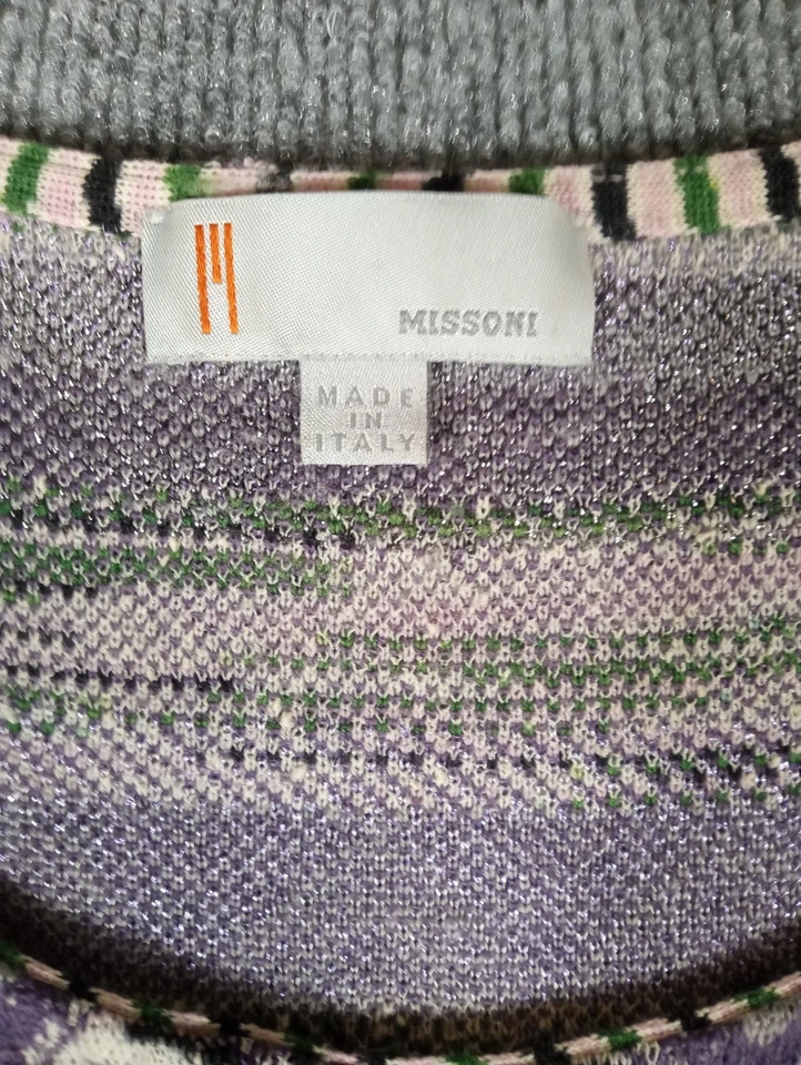 Vestido para mujer MISSONI púrpura negro verde talla IT 40 US 4 hecho en Italia brillo Foto 2 de 4