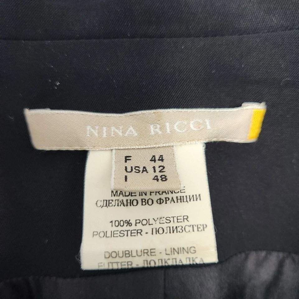 Blazer Nina Ricci Vintage Negro 12 Preppy Oficina Negocios Clásico Foto 3 de 4