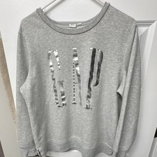 Gap Logo Crewneck Pullover Sweatshirt Cotton Blend Fleece Women’s S Gray