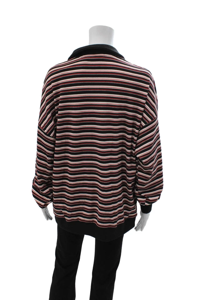 Polo Lioness Para Hombre Negro Rayas Cuello Manga Larga Años 90 Talla S Foto 3 de 4