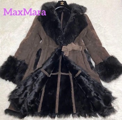 Max Mara Women Jacket Marella Shearling Coat Xl Real Fur Sheep Leather Limited E