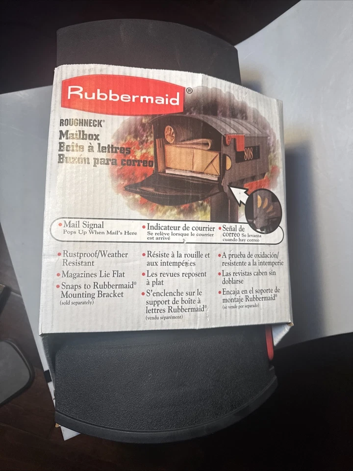 RUBBERMAID ROUGHNECK MAILBOX VINTAGE NEW IN BOX #7272 BLACK 21” 11.5” 9.5” - Image 2 of 4