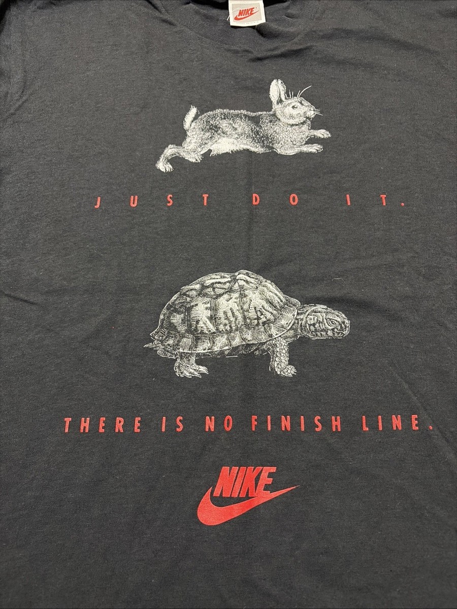 NWT Vintage 90s Nike Tortoise Hare T Shirt There Is No Finish Line Deadstock L View 3