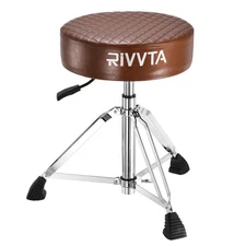 Drum Throne Height Adjustable with Anti-Slip Feet Drum Seat Leather Brown